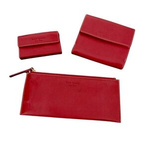 NWOT Kate Spade Vintage Red Wallet & Pouch & Card Holder 3 pc Bundle